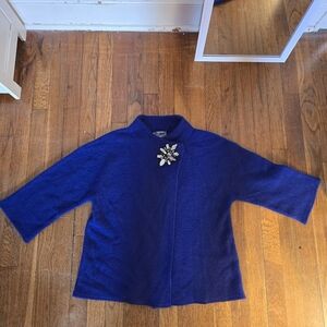 JM Collection 100% Wool Petite Royal Blue Jacket